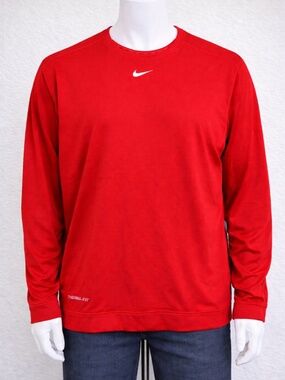 Nike Therma-Fit Crewneck Sweatshirt Mens XL Red Athletic Pullover Swoosh